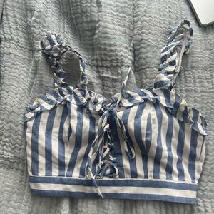 Aqua striped crop top